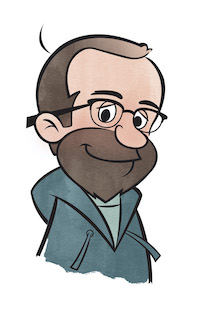 Cartoon version of Andrea Vaghi